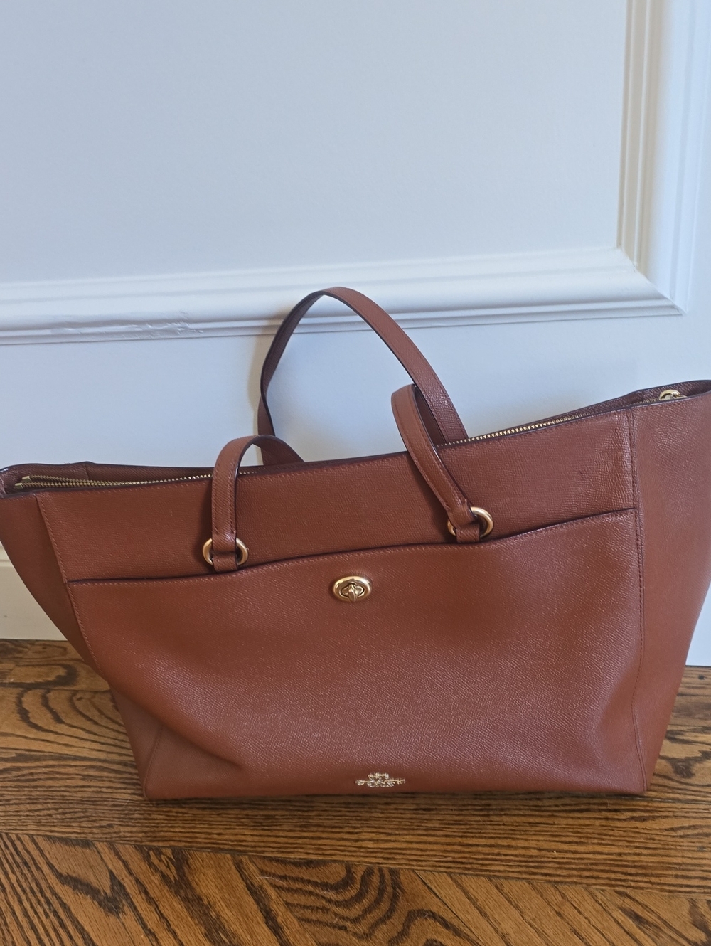 Coach Leather Tote with Gold Hardware